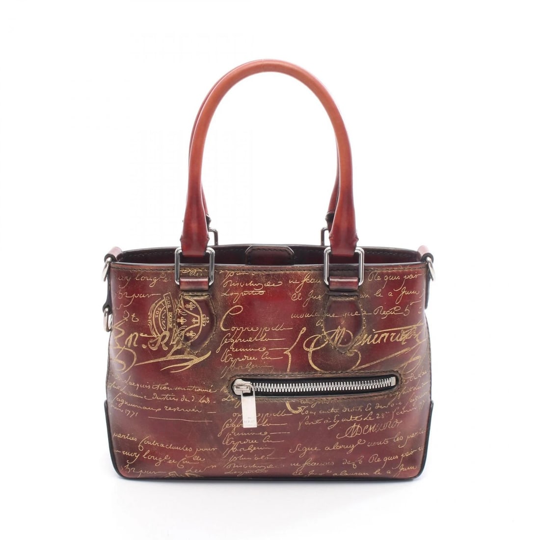 BERLUTI CALLIGRAPHIC GOLDEN PATINA TOTE HANDBAG LEATHER BORDEAUX: Berluti Calligraphic Golden Patina Tote Handbag leather Bordeaux Brand: Berluti Type/Style: Handbag Material: Exterior Material leather Color: Exterior Color Bordeaux?ish colors Size: H:17cm x W:23cm 