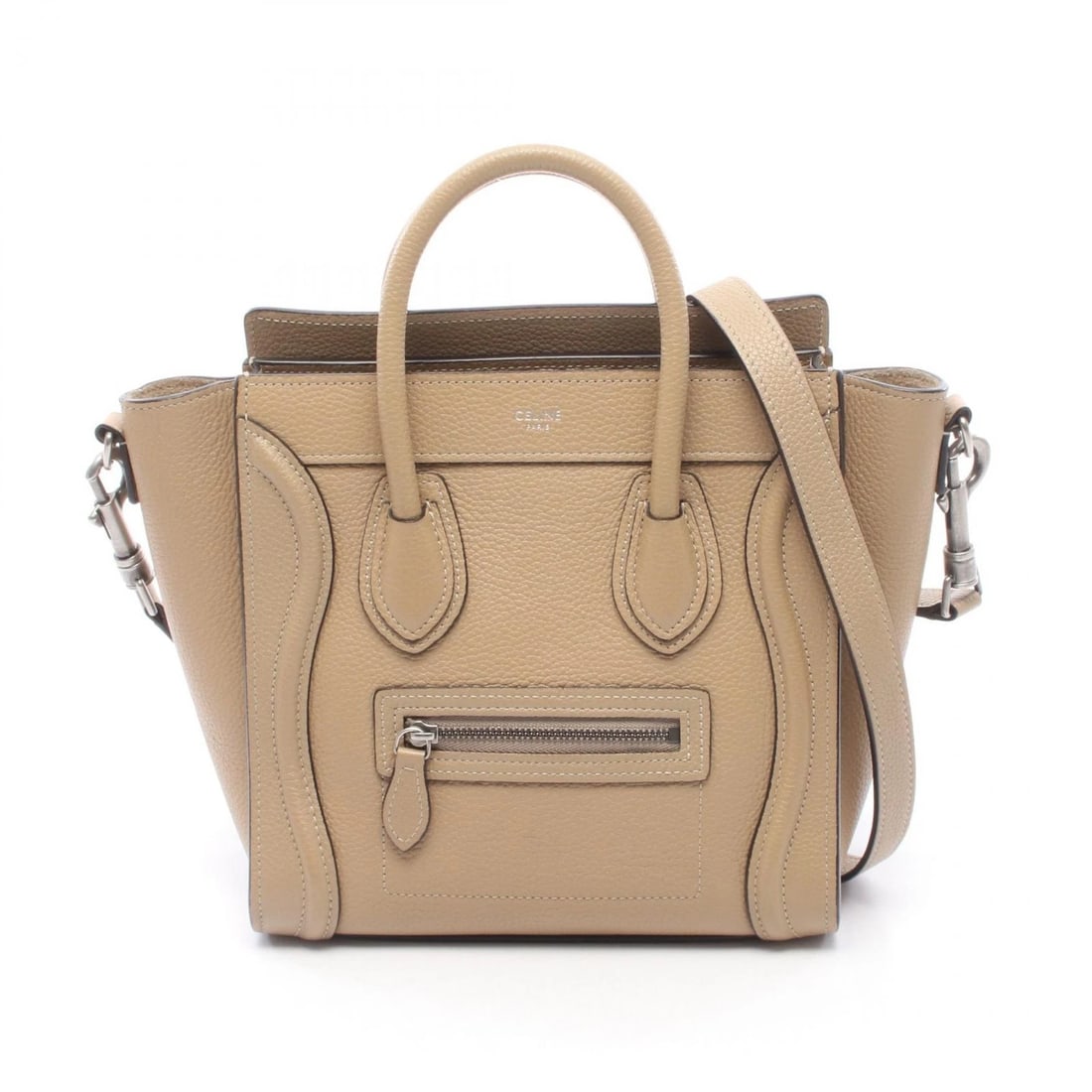 CELINE LUGGAGE NANO SHOPPER SHOULDER CROSSBODY HANDBAG: CELINE Luggage Nano Shopper Shoulder Crossbody Handbag Brand: CELINE Type/Style: Handbag Material: Exterior Material leather Color: Exterior Color Beige?ish colors Size: H:20cm x W:20cm x D:9cm (H:7.9