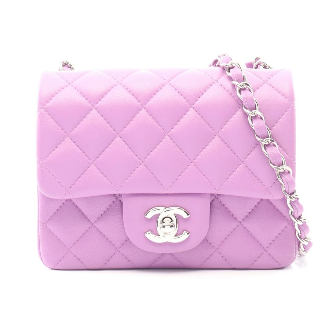 CHANEL MINI MATELASSE CHAIN SHOULDER CROSSBODY BAG: CHANEL Mini Matelasse Chain Shoulder Crossbody Bag Brand: CHANEL Type/Style: Shoulder Bag Material: Exterior Material Lambskin (sheep leather) Color: Exterior Color Purple?ish colors Size: H:13cm x W: