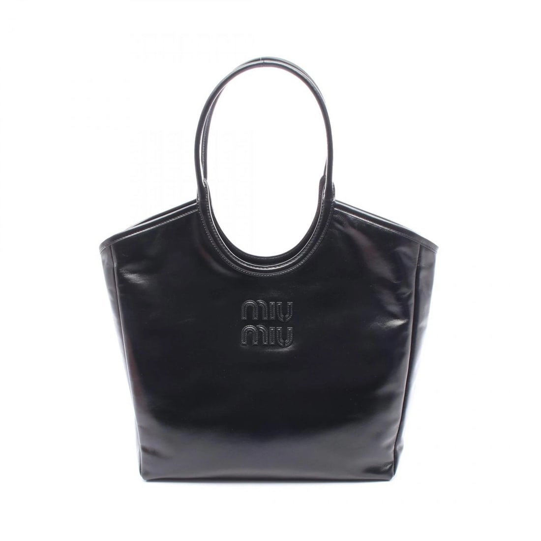 MIU MIU IVY TOTE SHOULDER HAND BAG LEATHER BLACK: Miu Miu IVY Tote shoulder hand Bag leather Black Brand: Miu Miu Type/Style: Tote Bag Material: Exterior Material leather Color: Exterior Color Black?ish colors Size: (H:10.6" x W:12.4" x D:5.1") A