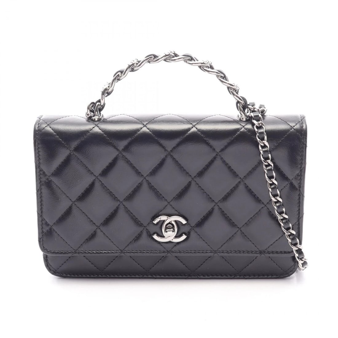 CHANEL MATELASSE TOP HANDLE CHAIN CROSSBODY SHOULDER BAG: CHANEL Matelasse Top Handle chain crossbody Shoulder Bag Brand: CHANEL Type/Style: Shoulder Bag Material: Exterior Material Lambskin (sheep leather) Color: Exterior Color Black?ish colors Size: (H:4.7