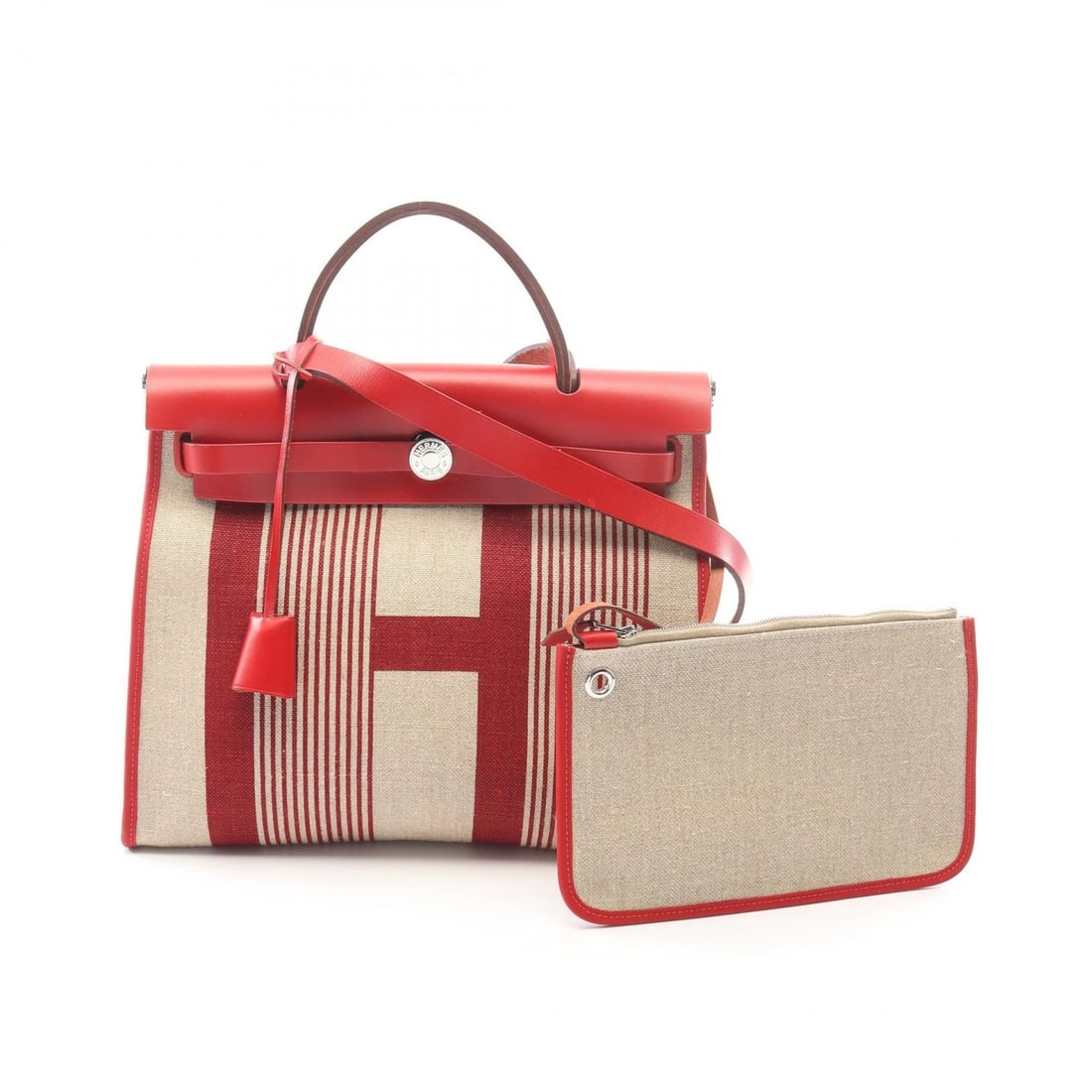 HERMES HERBAG ZIP H VIBRATION SHOULDER HANDBAG HUNTER TOILE DE: HERMES Herbag Zip H Vibration shoulder Handbag hunter Toile de Brand: HERMES Type/Style: Handbag Material: Exterior Material Vache leather hunter and canvas and leather and Toward Camp / Vache leather