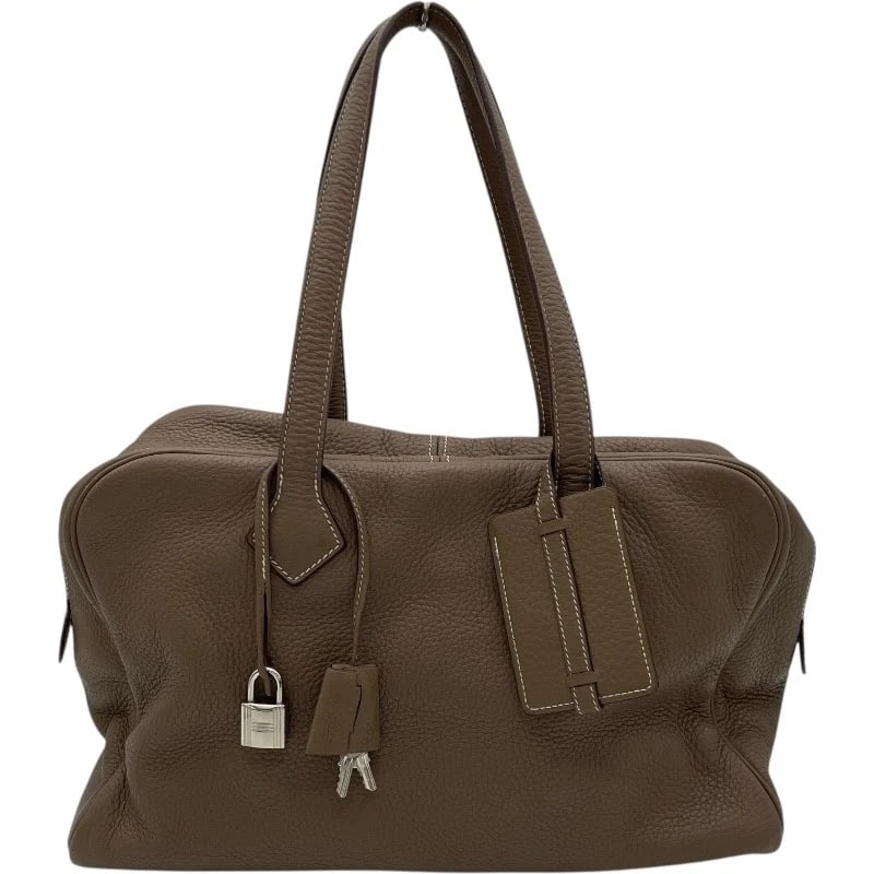 HERMES VICTORIA 35 HANDBAG: HERMES Victoria 35 Handbag Brand: HERMES Type/Style: Handbag Material: Taurillon Clemence Color: Etup SV Hardware Size: W13.8 x H7.9 x D5.7inch Accessories: None Accessories Notice: When p