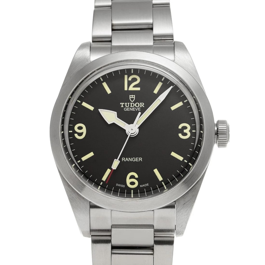 TUDOR RANGER BLACK WATCH: TUDOR Ranger black Watch Brand: TUDOR Type/Style: Wristwatch Material: Band Material Stainless steel, Case Material Stainless steel Color: Dial Color black Size: ?Case? H/About 39mm W/About 39mm D/Abo