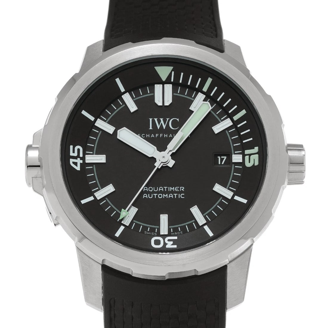 IWC AQUATIMER AUTOMATIC BLACK WATCH: IWC Aquatimer Automatic black Watch Brand: IWC Type/Style: Wristwatch Material: Band Material rubber, Case Material Stainless steel Color: Dial Color black Size: ?Case? H/About 42mm W/About 42mm D/Abo