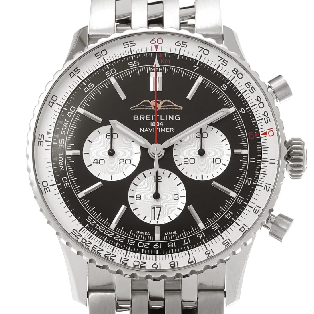 BREITLING NAVITIMER CHRONOGRAPH BLACK/SILVER WATCH - 4