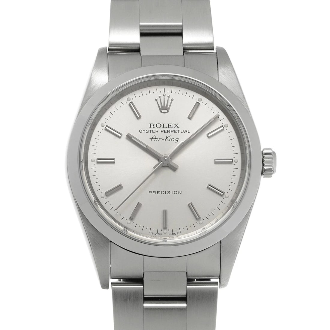 ROLEX AIR-KING SILVER WATCH: ROLEX Air-King Silver Watch Brand: ROLEX Type/Style: Wristwatch Material: Band Material Stainless steel, Case Material Stainless steel Color: Dial Color Silver Size: ?Case? H/About 34mm W/About 34mm