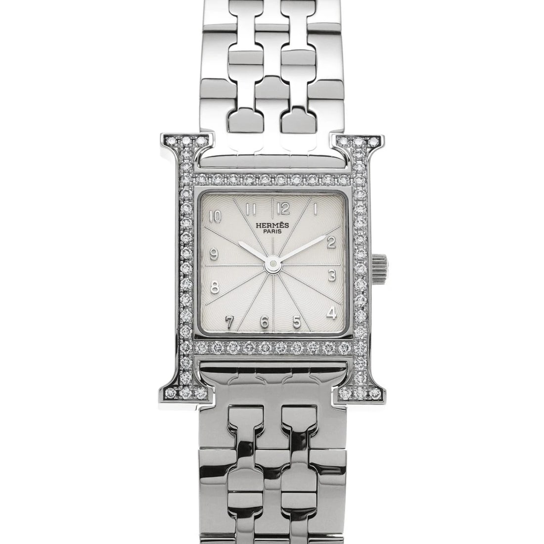 HERMES IVORY STAINLESS STEEL/DIAMOND WATCH (1 of 4)