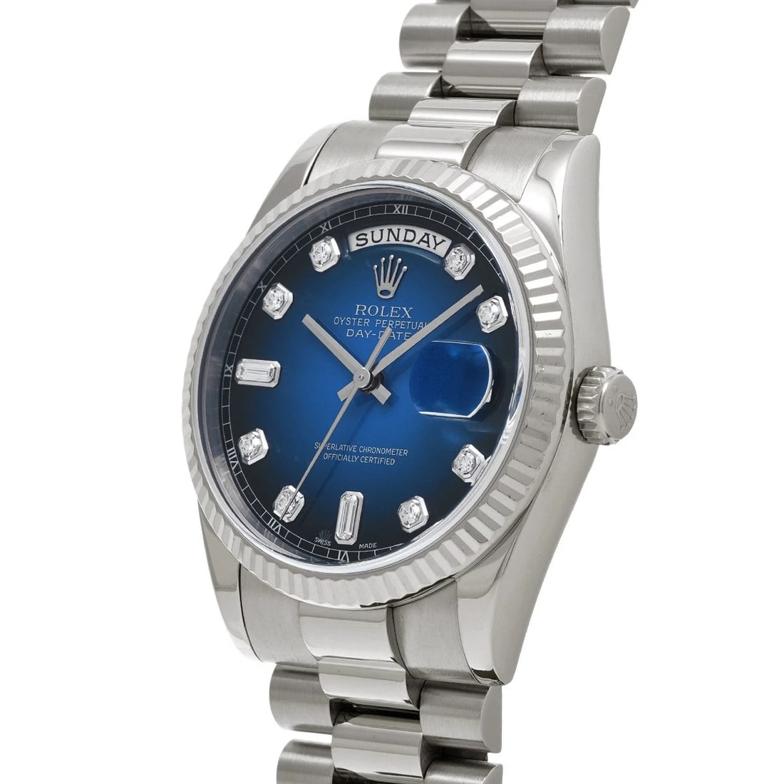 ROLEX DATE BLUE GRADIENT/DIAMOND WATCH - 2