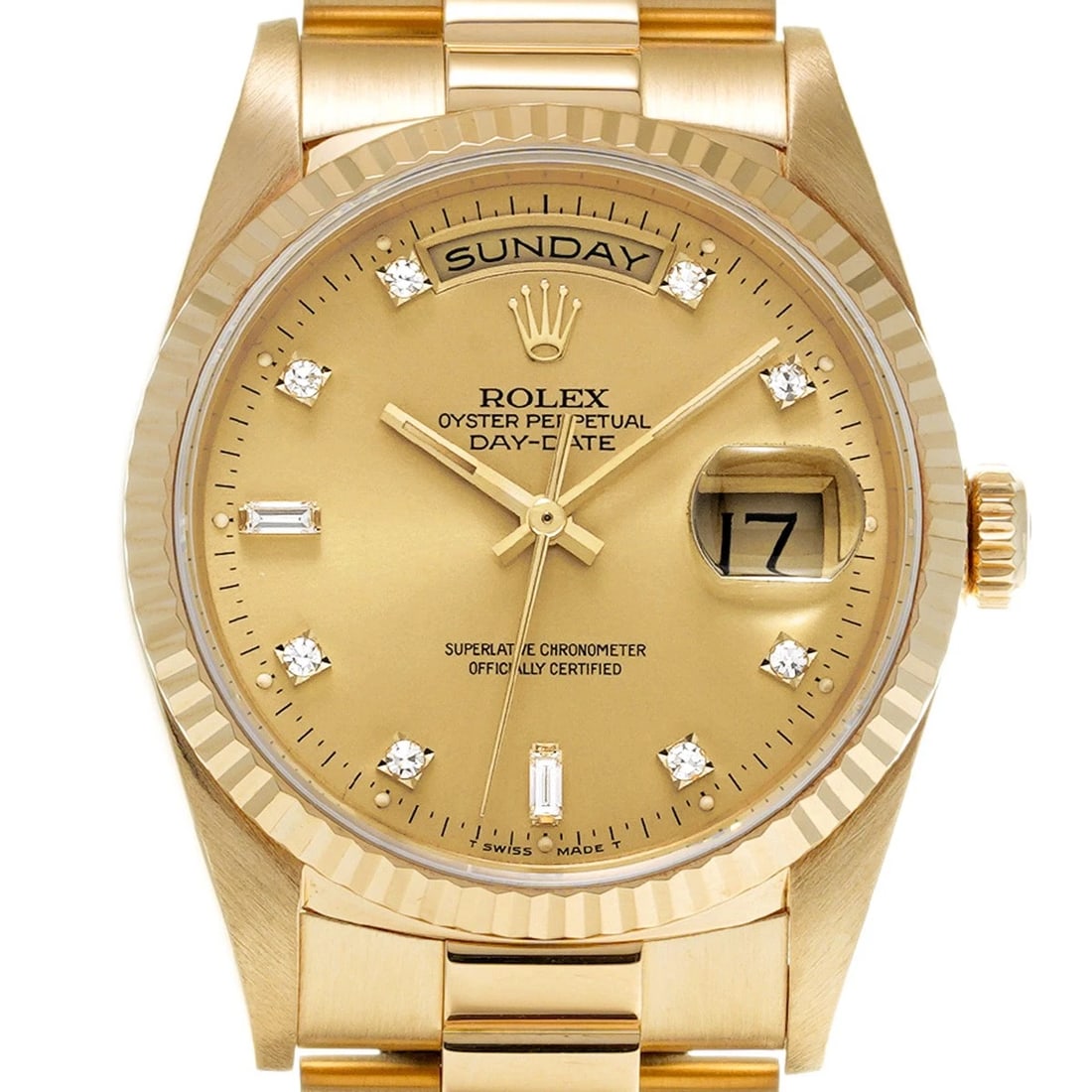 ROLEX DATE CHAMPAGNE/DIAMOND WATCH - 4