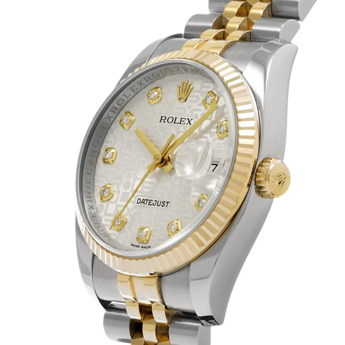 ROLEX DATEJUST SILVER COMPUTER/DIAMOND WATCH - 2