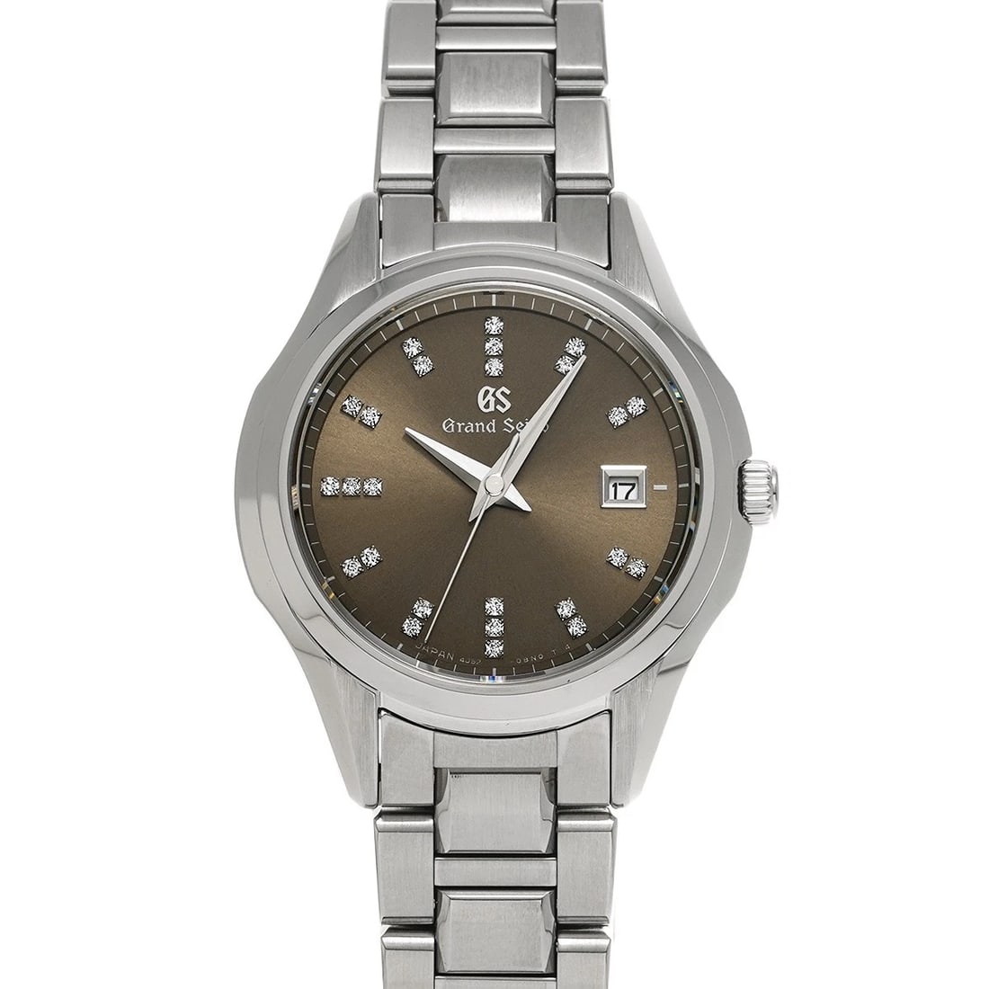 GRAND SEIKO BROWN/DIAMOND WATCH: Grand Seiko Brown/diamond Watch Brand: Grand Seiko Type/Style: Wristwatch Material: Band Material Stainless steel, Case Material Stainless steel Color: Dial Color Brown/diamond Size: ?Case? H/About 29