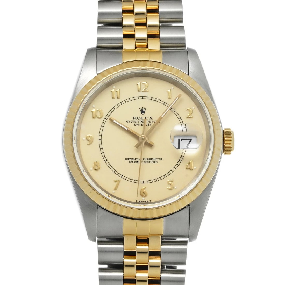 ROLEX DATEJUST IVORY WATCH: ROLEX Datejust Ivory Watch Brand: ROLEX Type/Style: Wristwatch Material: Band Material Stainless steel/Yellow Gold, Case Material Stainless steel Color: Dial Color Ivory Size: ?Case? H/About 36mm W/Ab