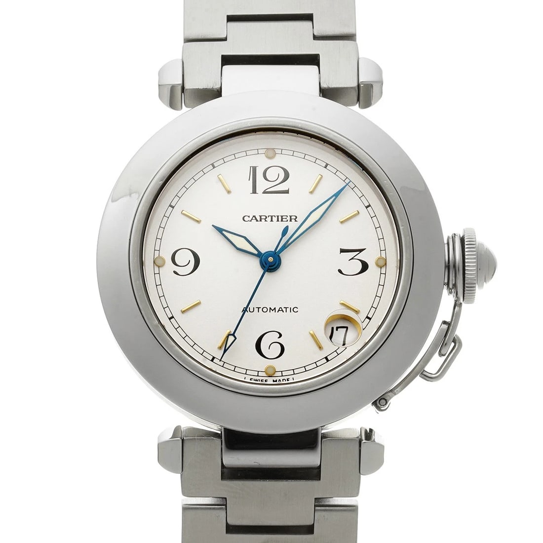CARTIER PASHA WHITE WATCH: CARTIER Pasha white Watch Brand: CARTIER Type/Style: Wristwatch Material: Band Material Stainless steel, Case Material Stainless steel Color: Dial Color white Size: ?Case? H/About 35mm W/About 35mm D/