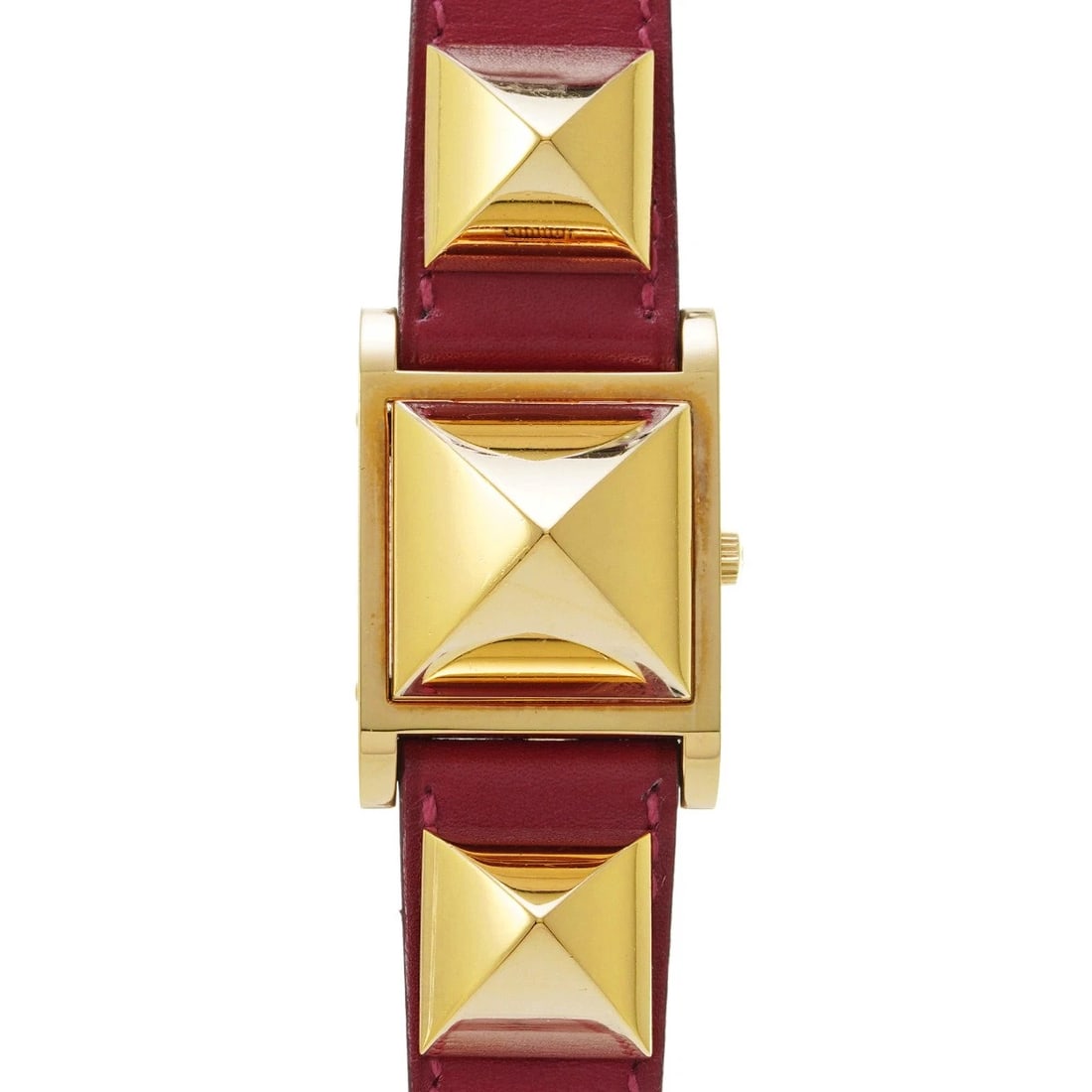 HERMES MEDOR WHITE WATCH: HERMES Medor white Watch Brand: HERMES Type/Style: Wristwatch Material: Band Material calf, Case Material Yellow gold plated/Stainless steel Color: Dial Color white Size: ?Case? H/About 32mm W/About 2