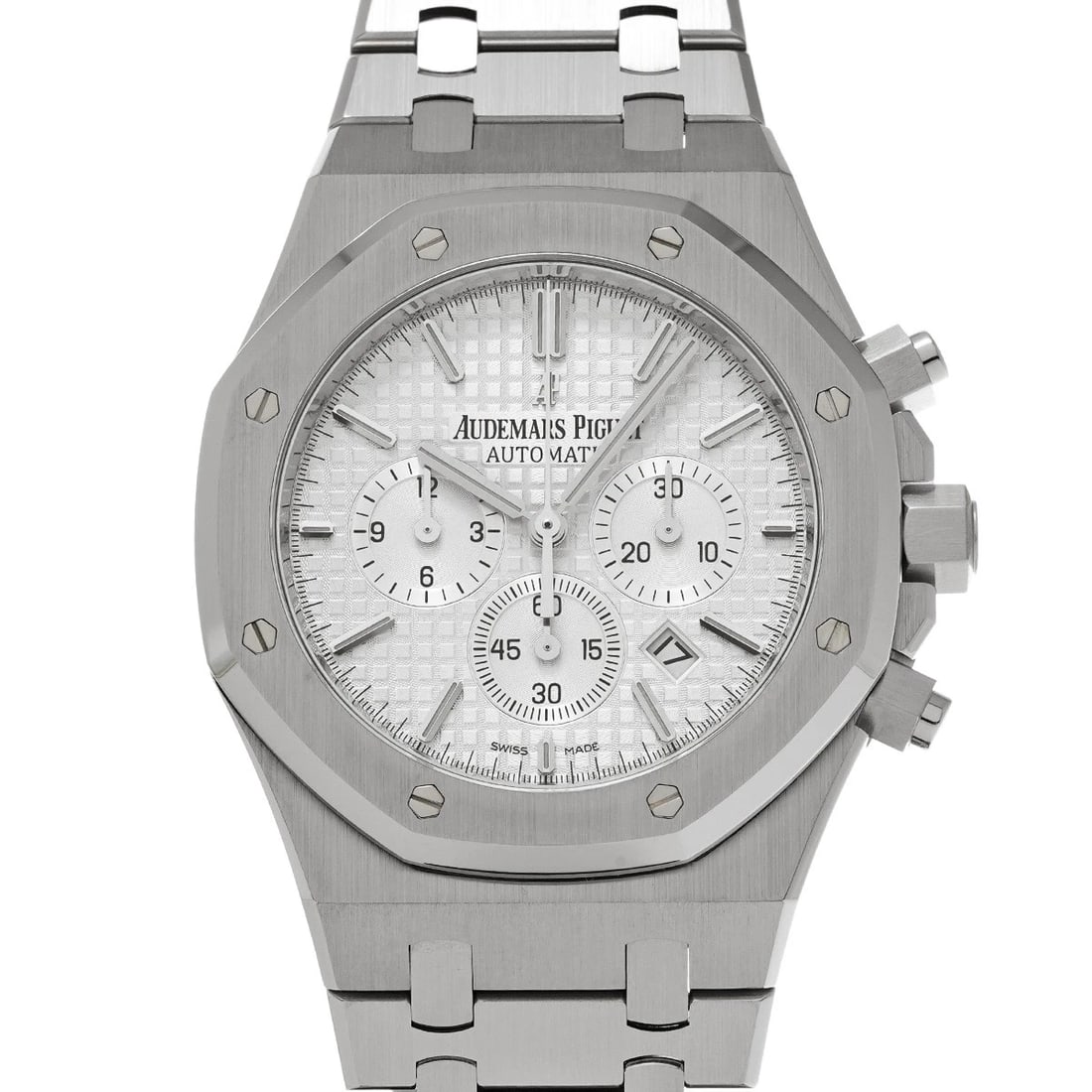 AUDEMARS PIGUET ROYAL OAK CHRONOGRAPH SILVER WATCH: AUDEMARS PIGUET Royal Oak Chronograph Silver Watch Brand: AUDEMARS PIGUET Type/Style: Wristwatch Material: Band Material Stainless steel, Case Material Stainless steel Color: Dial Color Silver Size: