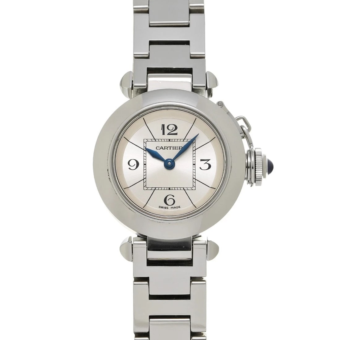 CARTIER PASHA SILVER WATCH: CARTIER Pasha Silver Watch Brand: CARTIER Type/Style: Wristwatch Material: Band Material Stainless steel, Case Material Stainless steel Color: Dial Color Silver Size: ?Case? H/About 27mm W/About 27mm 