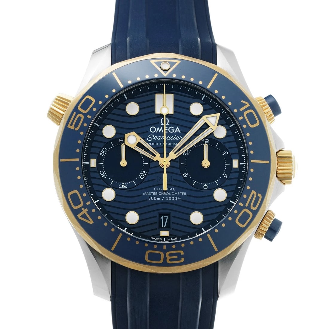 OMEGA SEAMASTER DIVER CO-AXIAL CHRONOGRAPH WATCH: OMEGA Seamaster Diver Co-axial Chronograph Watch Brand: OMEGA Type/Style: Wristwatch Material: Band Material rubber, Case Material Stainless steel Color: Dial Color blue Size: ?Case? H/About 44mm W/Ab