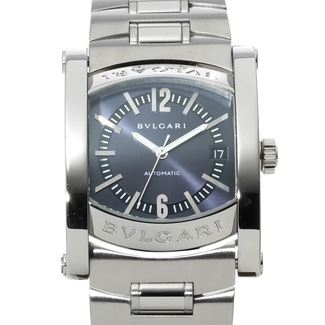 BVLGARI ASSIOMA BLUE GRAY WATCH: BVLGARI Assioma Blue gray Watch Brand: BVLGARI Type/Style: Wristwatch Material: Band Material Stainless steel, Case Material Stainless steel Color: Dial Color Blue gray Size: ?Case? H/About 44mm W/Abo