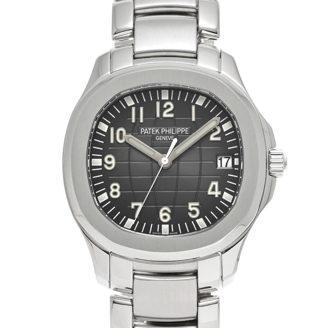 PATEK PHILIPPE AQUANAUT BLACK EMBOSS WATCH: PATEK PHILIPPE Aquanaut Black emboss Watch Brand: PATEK PHILIPPE Type/Style: Wristwatch Material: Band Material Stainless steel, Case Material Stainless steel Color: Dial Color Black emboss Size: ?Cas