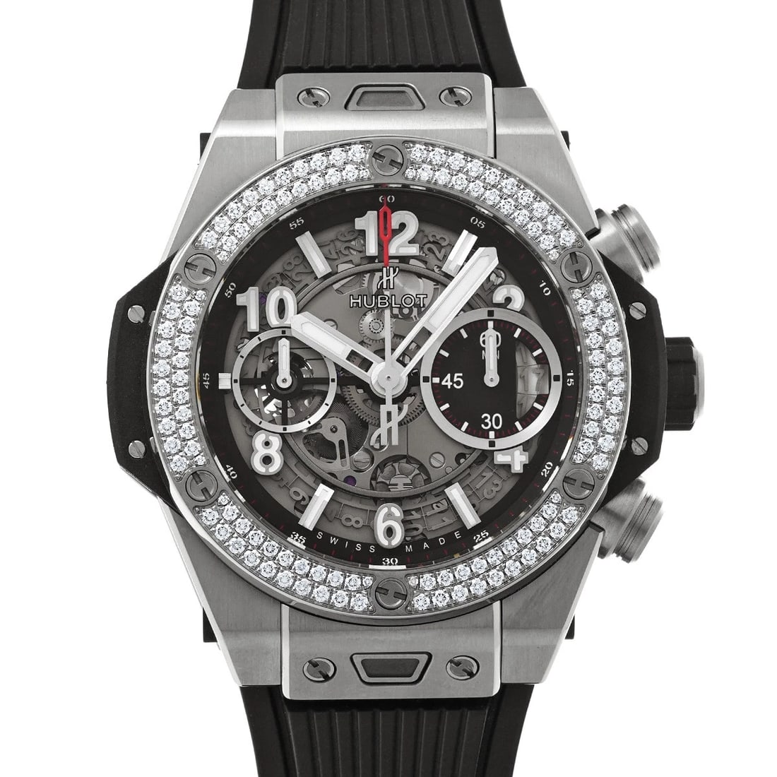 HUBLOT BIG BANG TITANIUM MATTE BLACK SKELETON WATCH: HUBLOT Big Bang Titanium matte black skeleton Watch Brand: HUBLOT Type/Style: Wristwatch Material: Band Material rubber, Case Material titanium Color: Dial Color Matte black skeleton Size: ?Case? H/Ab