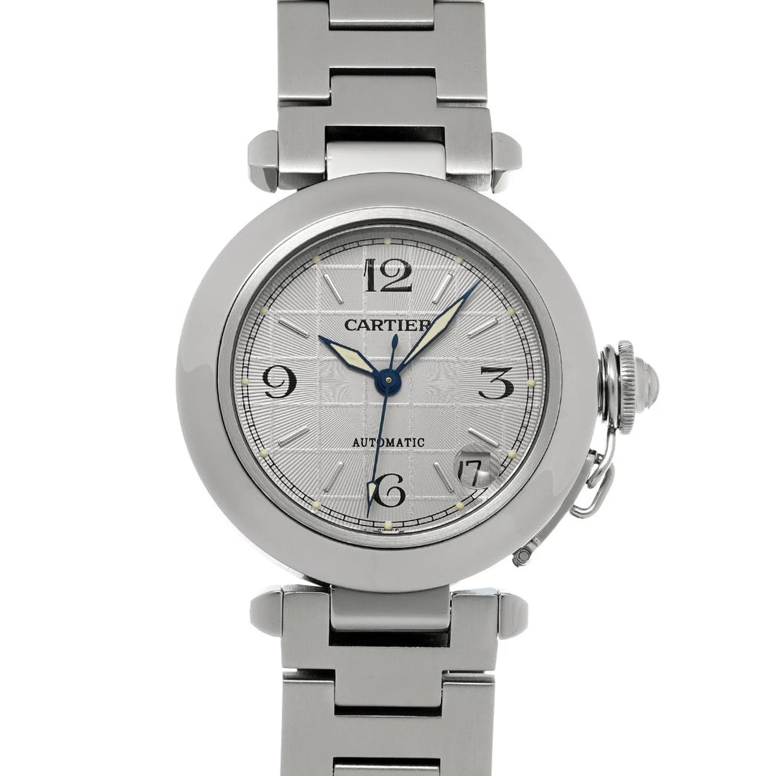 CARTIER PASHA SILVER WATCH: CARTIER Pasha Silver Watch Brand: CARTIER Type/Style: Wristwatch Material: Band Material Stainless steel, Case Material Stainless steel Color: Dial Color Silver Size: ?Case? H/About 35mm W/About 35mm