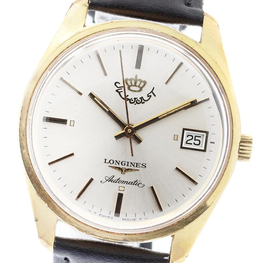 LONGINES DIAL WATCH: LONGINES Dial Watch Brand: LONGINES Type/Style: Wristwatch Material: Band Material leather, Case Material Stainless Steel/Gold Plated Color: Band Color black, Case Color Gold / Silver, Dial Color Silv