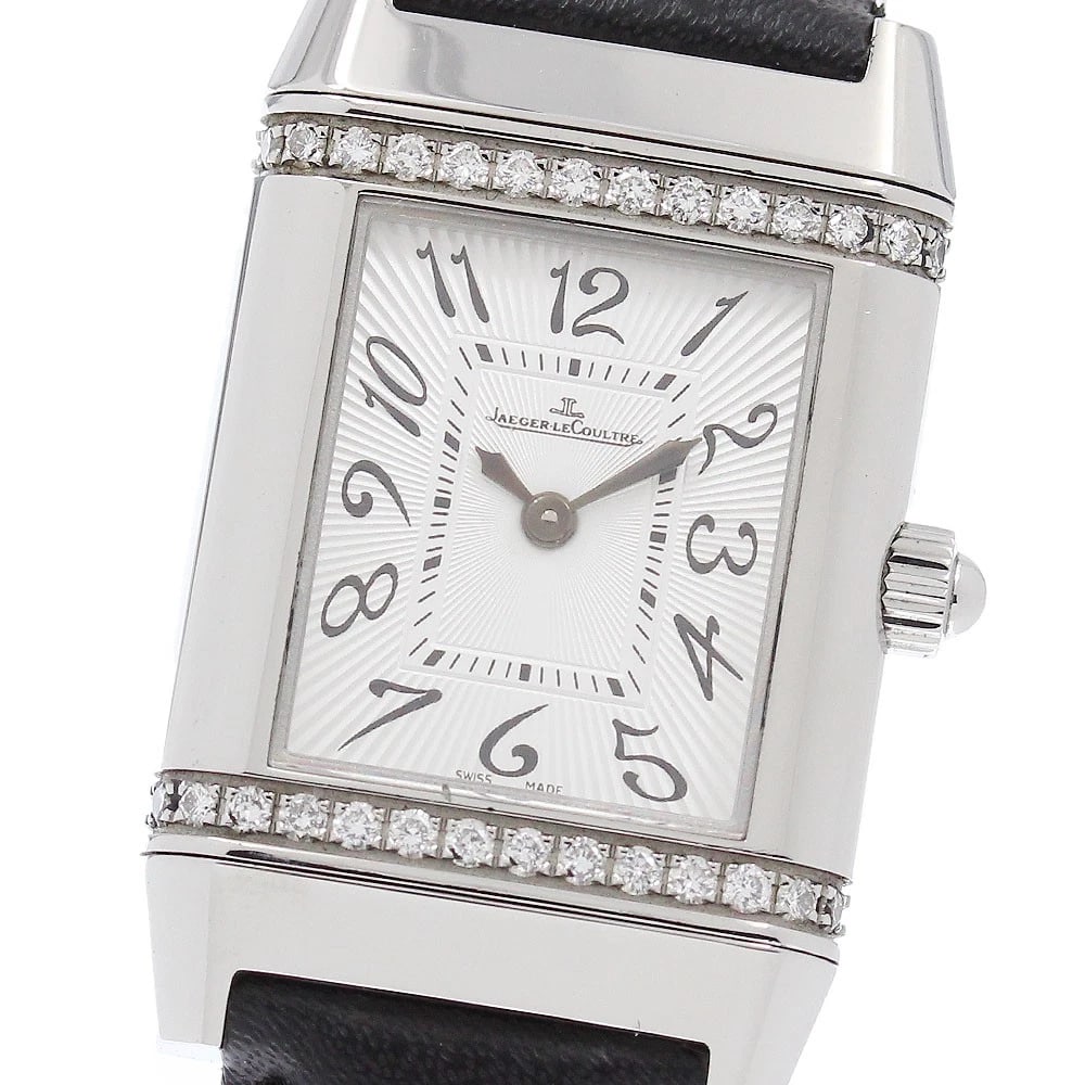 JAEGER-LECOULTRE REVERSO HAND WINDING WATCH: JAEGER-LECOULTRE Reverso Hand Winding Watch Brand: JAEGER-LECOULTRE Type/Style: Wristwatch Material: Band Material leather, Case Material Stainless Steel Color: Band Color black, Case Color Silver, Di