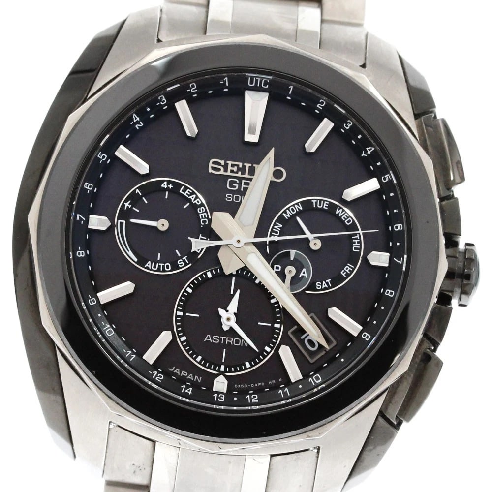 SEIKO ASTRON EXECUTIVE LINE GPS SOLAR WATCH: SEIKO Astron Executive Line GPS Solar Watch Brand: SEIKO Type/Style: Wristwatch Material: Band Material titanium, Case Material Ceramic / titanium Color: Band Color Silver, Case Color Black / Silver, 