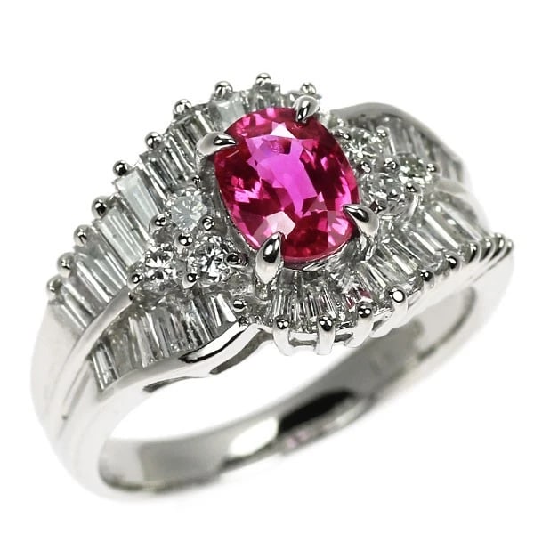 PT900 UNHEATED PINK SAPPHIRE DIAMOND RING: Pt900 Unheated Pink Sapphire Diamond Ring Brand: None Type/Style: Ring Material: Pt900, Main Stone/Creation Pink Sapphire Color: PT Size: 5.5 - 5.75US Accessories: None Accessories Notice: