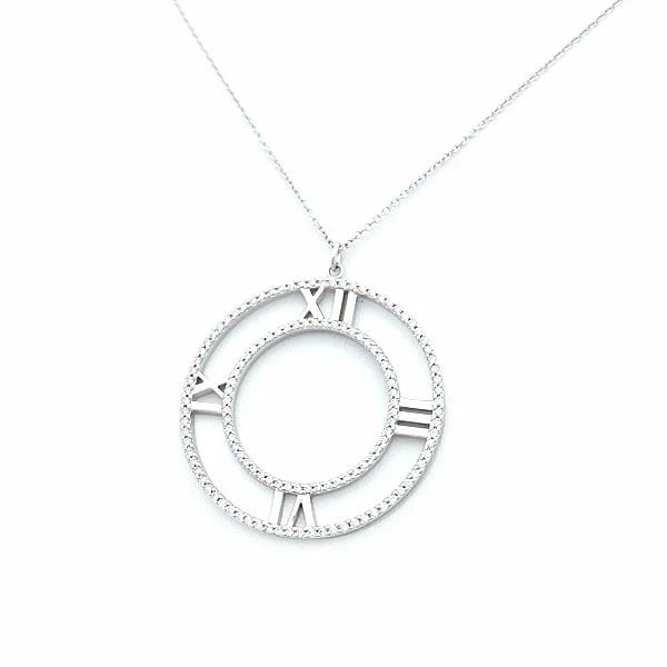TIFFANY & CO. OPEN ATLAS DIAMOND DOUBLE CIRCLE NECKLACE: Tiffany & Co. Open Atlas Diamond Double Circle Necklace Brand: Tiffany & Co. Type/Style: Necklace Material: K18WG Color: WG Size: Chain Length: 24.4 in (62 cm) Pendant Diameter: 1.33 in (33.8 mm)