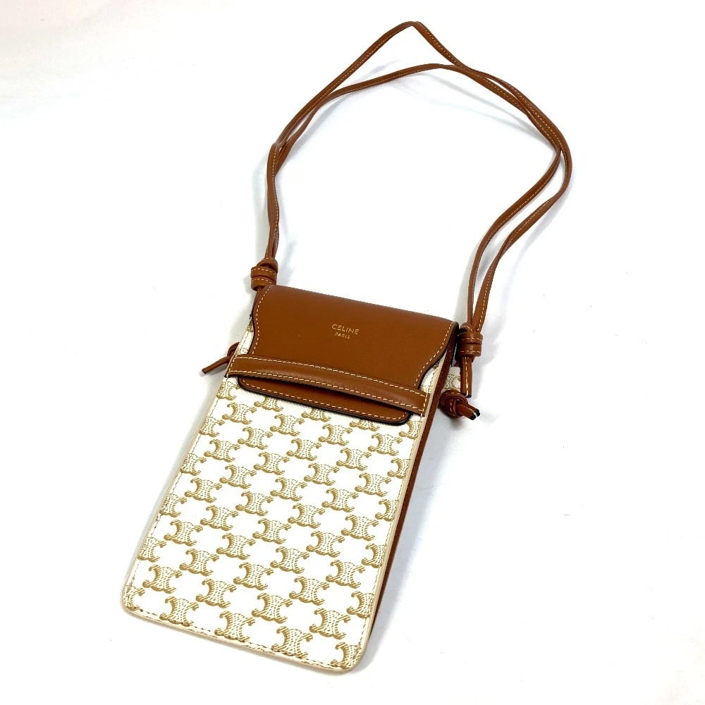 CELINE TRIOMPHE LOGO PHONE CASE MOBILE POUCH SHOULDER BAG (1 of 7)