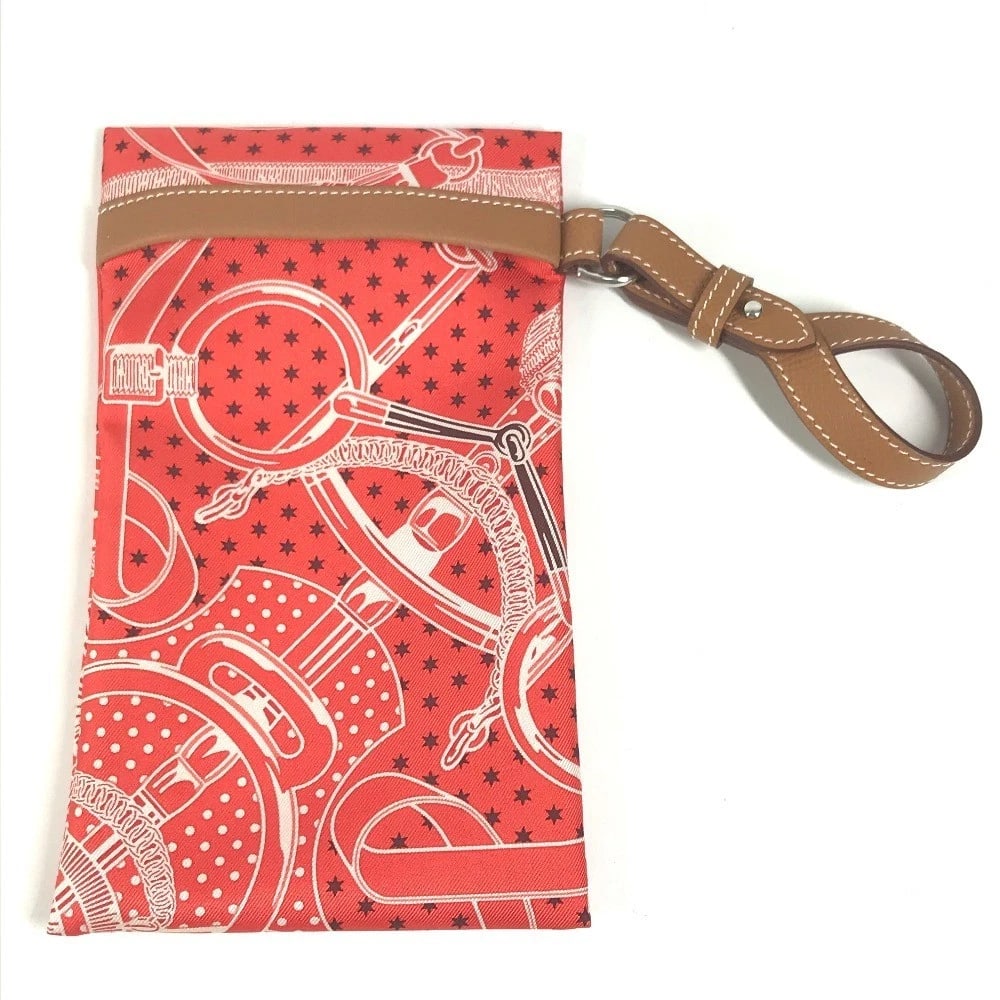 HERMES EPERON D'OR GM CASE SUNGLASSES GLASSES POUCH: HERMES EPERON D'OR GM Case Sunglasses Glasses Pouch Brand: HERMES Type/Style: Pouch Material: silk / Epsom Color: RedBasedxOrange Based Size: W4.3?H7.3inch / W11cm H18.5cm Accessories: None