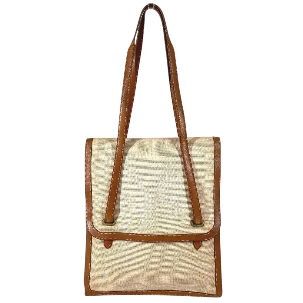 HERMES FLAP TOTE BAG, HANDBAG SHOULDER BAG: HERMES flap tote bag, handbag Shoulder Bag Brand: HERMES Type/Style: Shoulder Bag Material: Leather/Canvas Color: Beige / Brown Size: W10.6?H11.0inch / W27cm H28cm Accessories: None Access