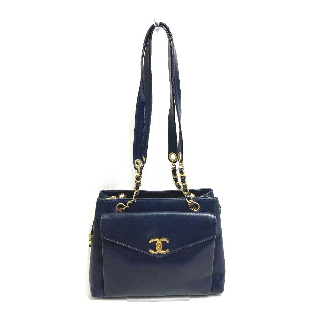 CHANEL CC CC MARK COCO BALL CHAIN TOTE BAG SHOULDER BAG: CHANEL CC CC Mark Coco ball Chain Tote Bag Shoulder Bag Brand: CHANEL Type/Style: Shoulder Bag Material: Lambskin leathers Color: Navy/ Gold Hardware Size: W11.8?H9.4?D3.3inch / W30cm H24cm D8.5cm