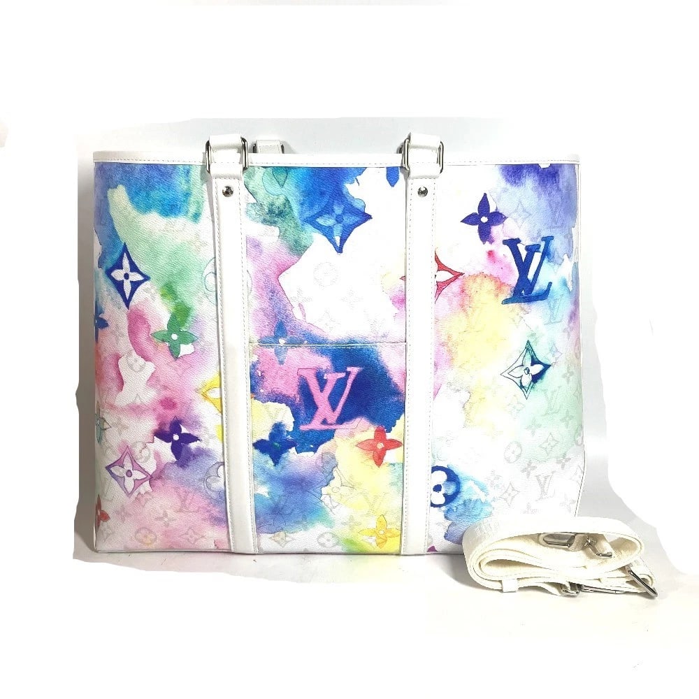LOUIS VUITTON WATERCOLORMONOGRAM WEEKEND TOTE BAG: LOUIS VUITTON WatercolorMonogram Weekend Tote Bag Brand: LOUIS VUITTON Type/Style: Tote Bag Material: Leather Color: White / Multicolor Size: W15.2?H11.4?D4.3inch / W38.5cm H29cm D11cm Accessories