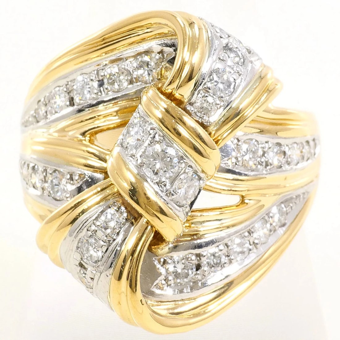 PT900 PLATINUM 18K YELLOW GOLD RING DIAMOND (1 of 2)