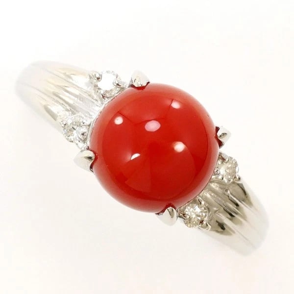 RING PT900/PLATINUM: Ring PT900/Platinum Brand: No Brand Type/Style: Ring Material: PT900/Platinum, Main Stone/Creation Coral,Diamond Color: Silver Size: US7 Accessories: None Accessories Notice: When purchasing