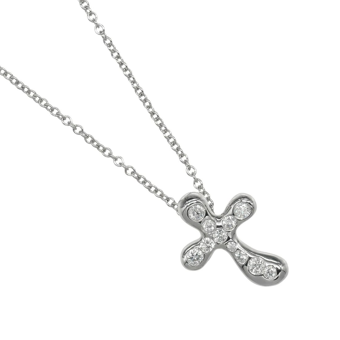 TIFFANY & CO. DOTS CROSS DIAMOND NECKLACE: Tiffany & Co. Dots Cross Diamond Necklace Brand: Tiffany & Co. Type/Style: Necklace Material: Pt950 Color: Pt Size: Size: Chain Length Approx. 15.75 in (40 cm) Accessories: None Accessorie