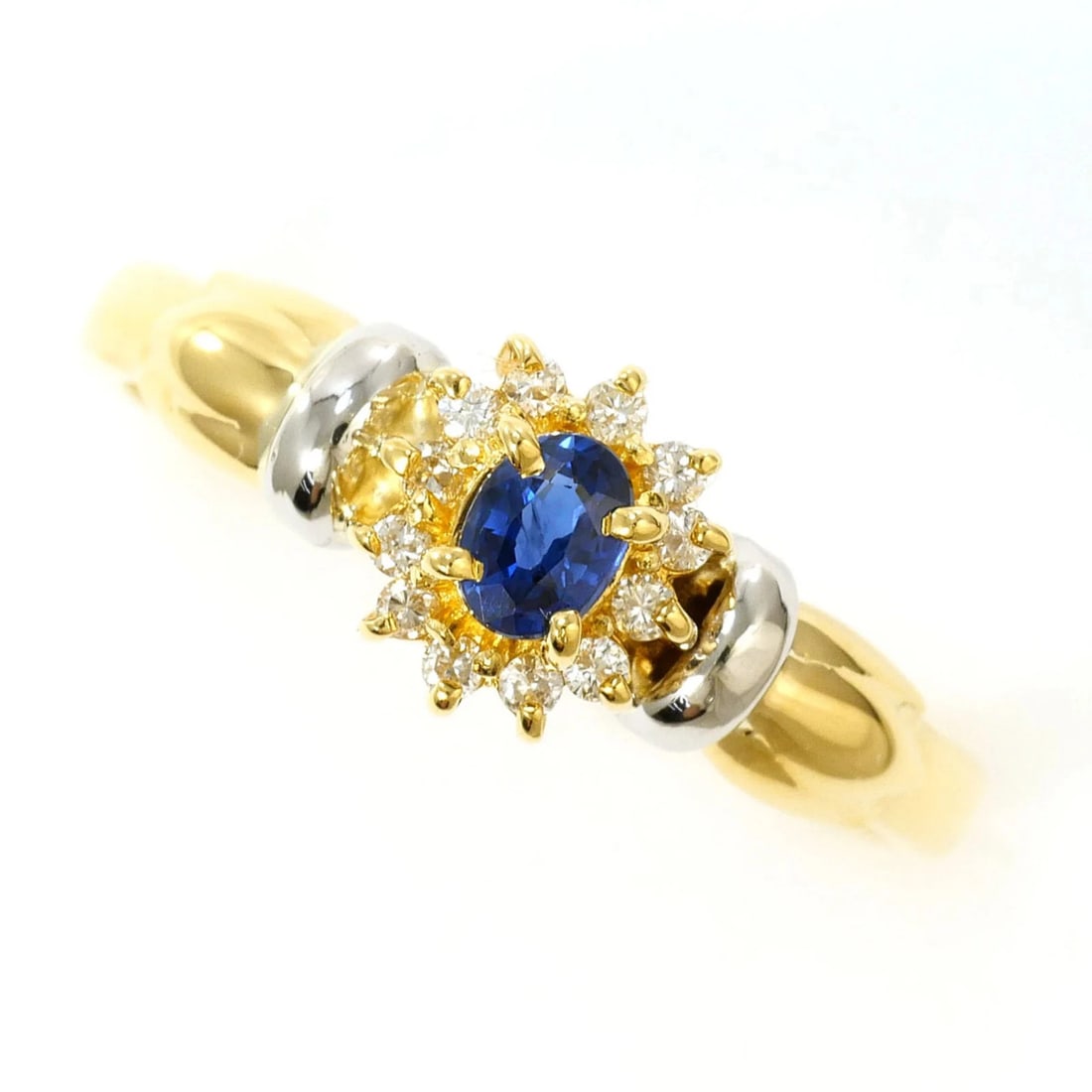 PT900 PLATINUM 18K YELLOW GOLD RING: PT900 Platinum 18K Yellow Gold Ring Brand: Unbranded Type/Style: Band Ring Material: Platinum 900 Yellow gold (18K), Main Stone/Creation Natural Sapphire Color: Platinum, Yellow gold Size: US 5.5