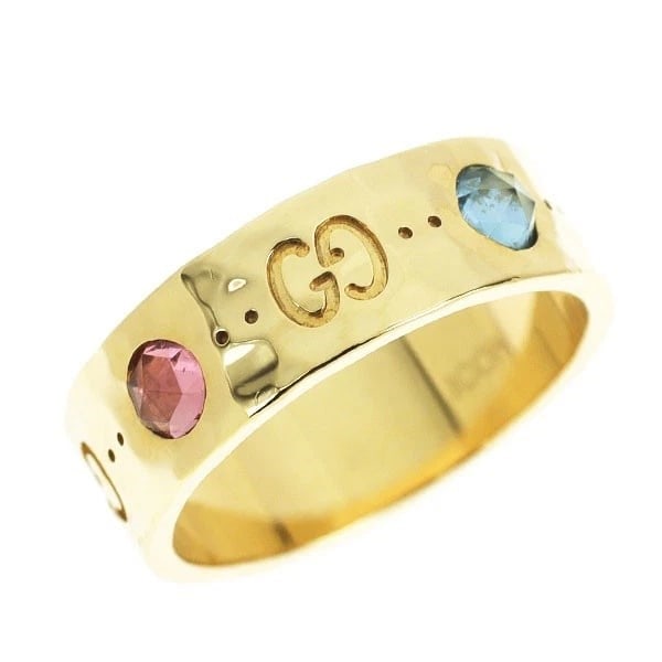 GUCCI K18YG COLOR STONE RING: Gucci K18YG color stone ring Brand: Gucci Type/Style: Ring Material: K18YG Color: YG Size: 5.5 - 5.75US Accessories: None Accessories Notice: When purchasing pre-owned goods, please refer