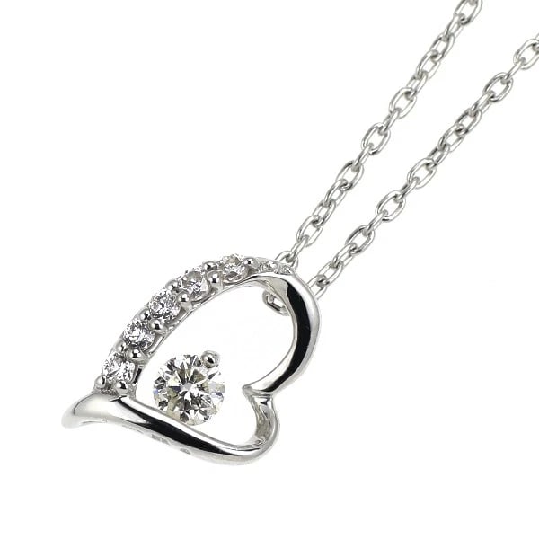 K18WG DIAMOND PENDANT NECKLACE HEART: K18WG diamond pendant necklace heart Brand: None Type/Style: pendant necklace Material: Length/Width/Diameter5.1 Color: WG Size: Necklace: Chain Length 40 Accessories: None Accessories Notice: When