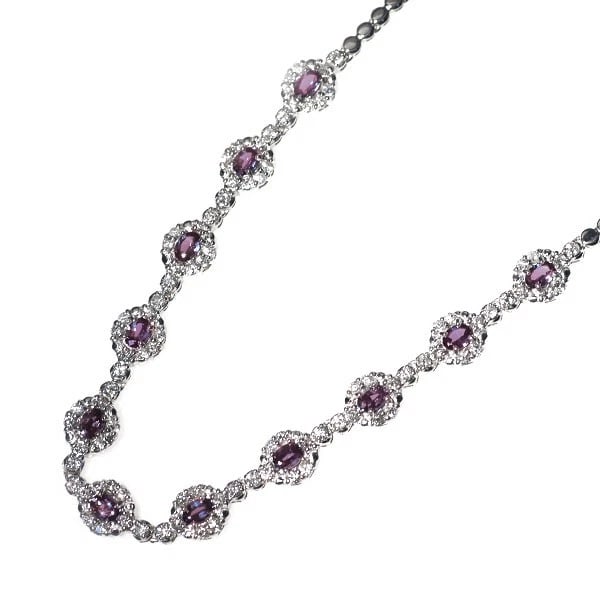 RARE K18WG ALEXANDRITE DIAMOND NECKLACE: Rare K18WG Alexandrite Diamond Necklace Brand: None Type/Style: necklaces Material: K18WG, Main Stone/Creation alexandrite Color: WG Size: Necklace: Chain Length 42.5?53.5cm Accessories: None