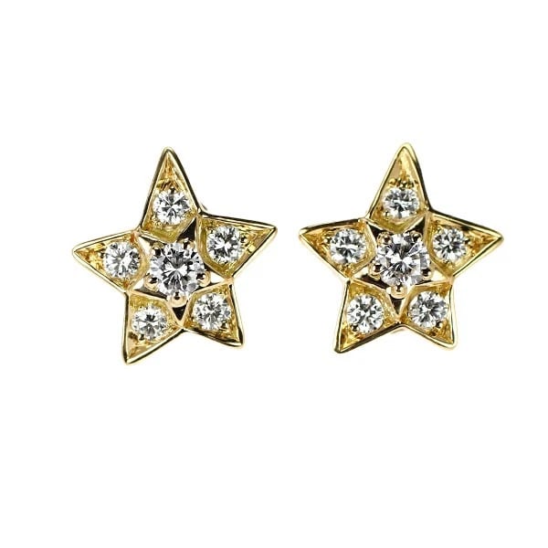 CHANEL K18YG DIAMOND EARRING: Chanel K18YG diamond earring Brand: Chanel Type/Style: piercing Material: K18YG, Main Stone/Creation Natural Color: YG Size: Length/Width/Diameter10.4 Accessories: None Accessories Notice: When