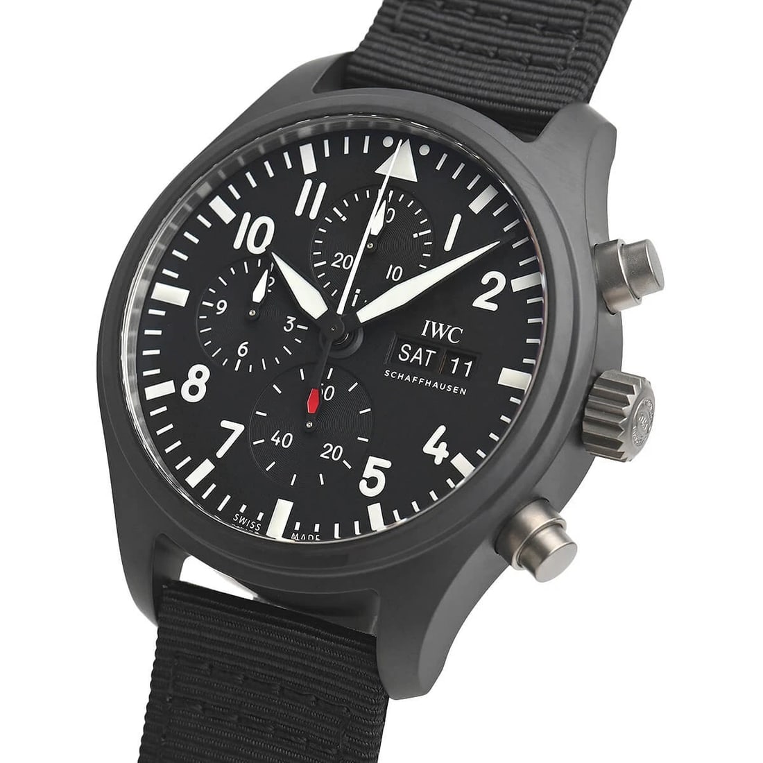 IWC PILOT'S WATCH CHRONOGRAPH TOP GUN WATCH: IWC Pilot's Watch Chronograph Top Gun Watch Brand: IWC Type/Style: Wristwatch Material: Case Material ceramic Color: Dial Color black Size: Case Size Case Size: 44.5mm Accessories: None Accessories