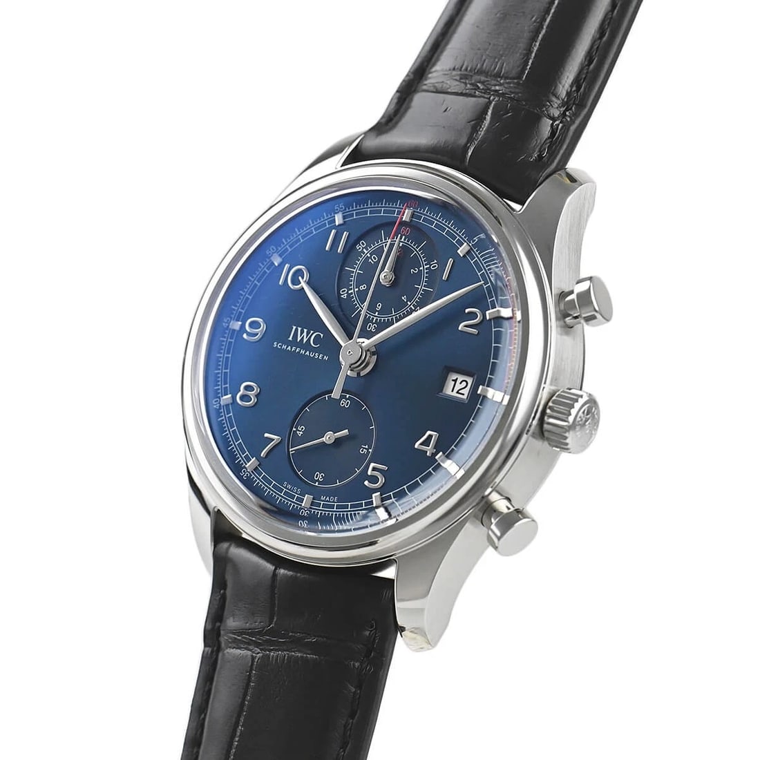 IWC PORTUGIESER CHRONOGRAPH CLASSIC LAUREUS WATCH: IWC Portugieser Chronograph Classic Laureus Watch Brand: IWC Type/Style: Wristwatch Material: Case Material stainless Color: Dial Color blue Size: Case Size Case Size: 42.0mm Accessories: None