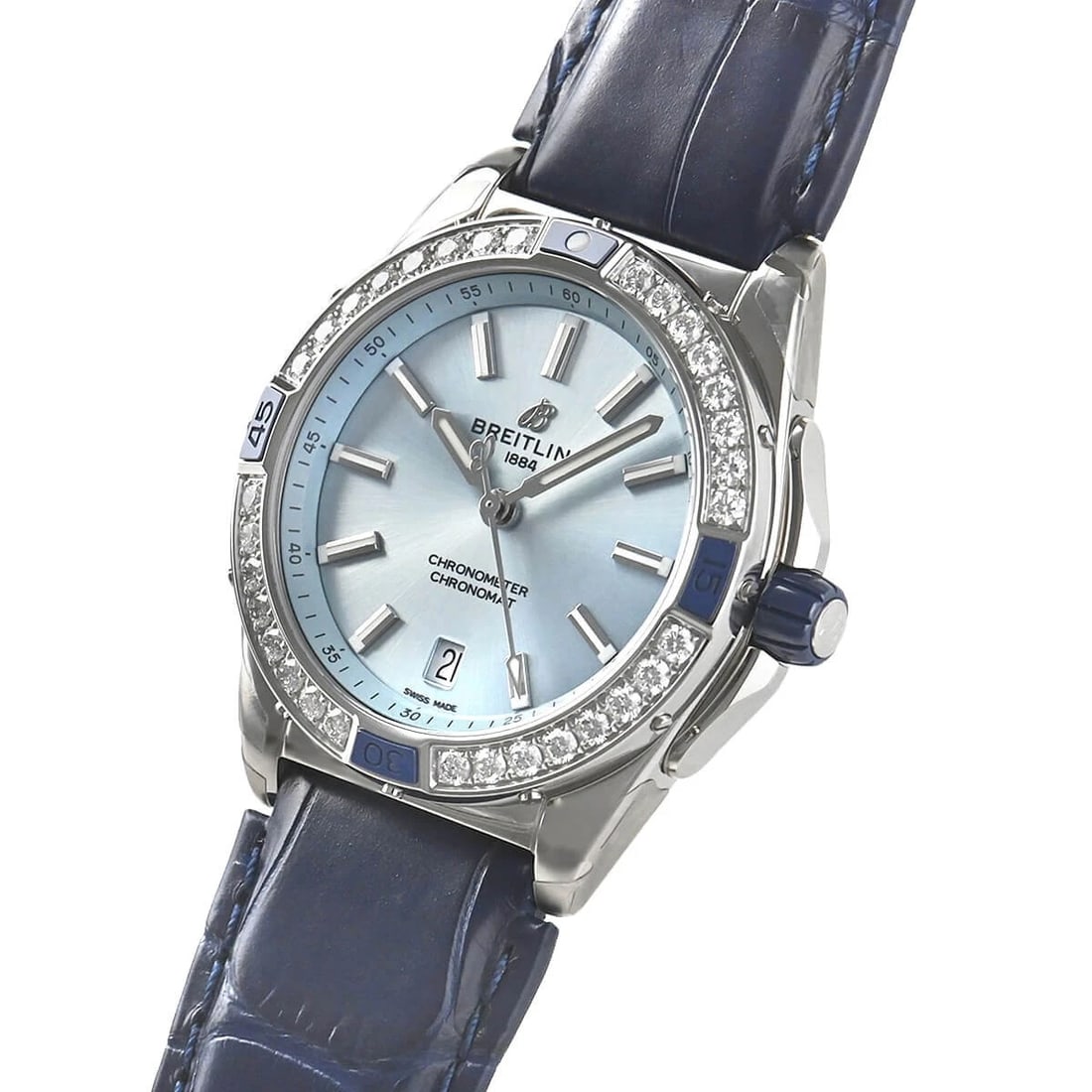 BREITLING SUPERCHRONOMAT AUTOMATIC 38 WATCH: BREITLING SuperChronomat Automatic 38 Watch Brand: BREITLING Type/Style: Wristwatch Material: Case Material Stainless steel and ceramic Color: Dial Color Ice Blue Size: Case Size Case Size: 38.0mm