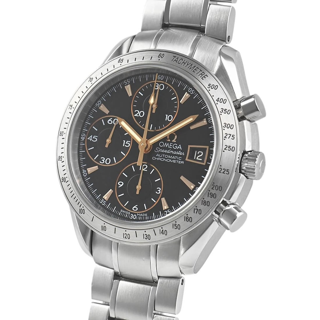 OMEGA SPEEDMASTER AUTOMATIC WATCH: OMEGA Speedmaster Automatic Watch Brand: OMEGA Type/Style: Wristwatch Material: Case Material stainless Color: Dial Color black Size: Case Size Case Size: 39.0mm Accessories: None Accessor