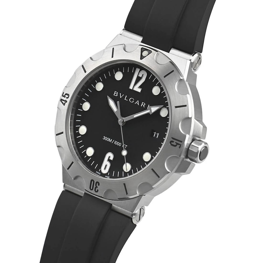 BVLGARI DIAGONO SCUBA WATCH: BVLGARI Diagono Scuba Watch Brand: BVLGARI Type/Style: Wristwatch Material: Case Material stainless Color: Dial Color black Size: Case Size Case Size: 41.0mm Accessories: None Accessories Notice: