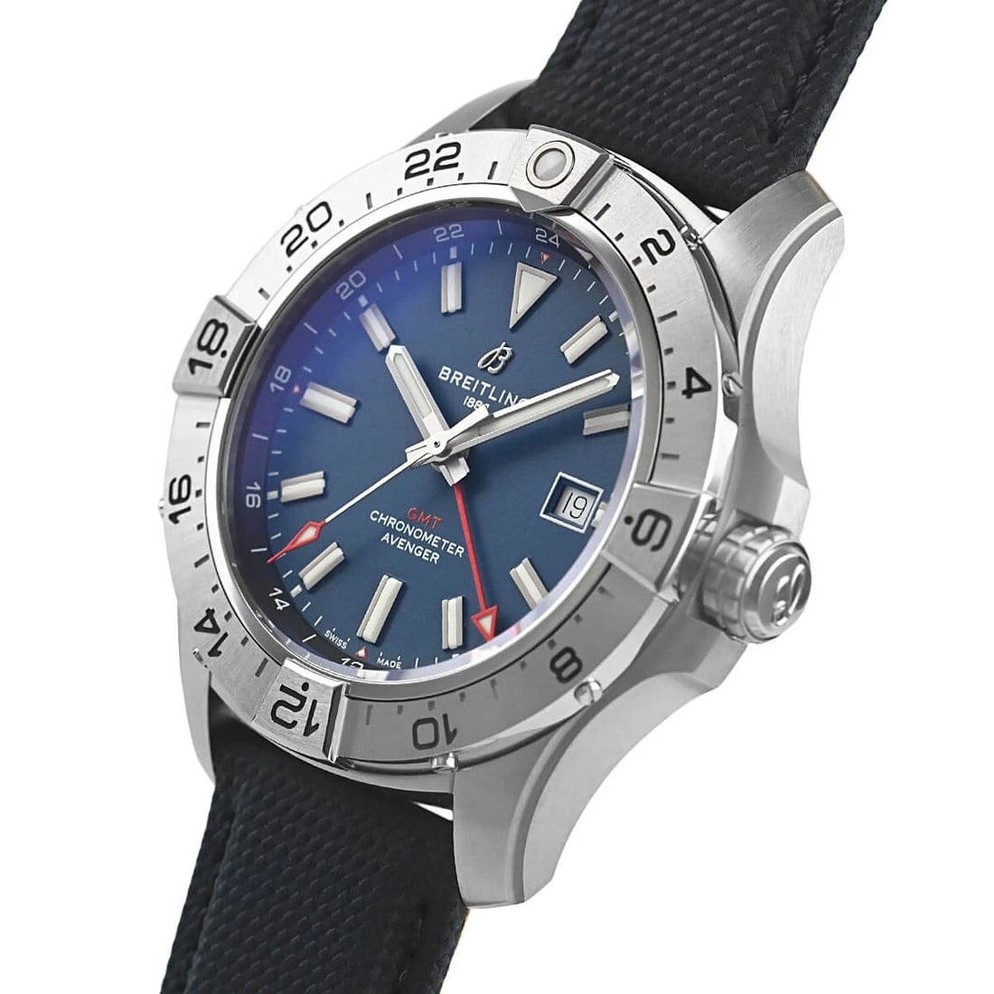 BREITLING AVENGER AUTOMATIC GMT WATCH: BREITLING Avenger Automatic GMT Watch Brand: BREITLING Type/Style: Wristwatch Material: Case Material stainless Color: Dial Color blue Size: Case Size Case Size: 44.0mm Accessories: None Accessories